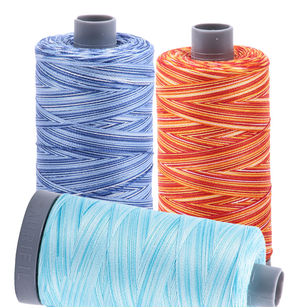 Variegated MultiColor Polyester Embroidery Thread Set - 4 Blue