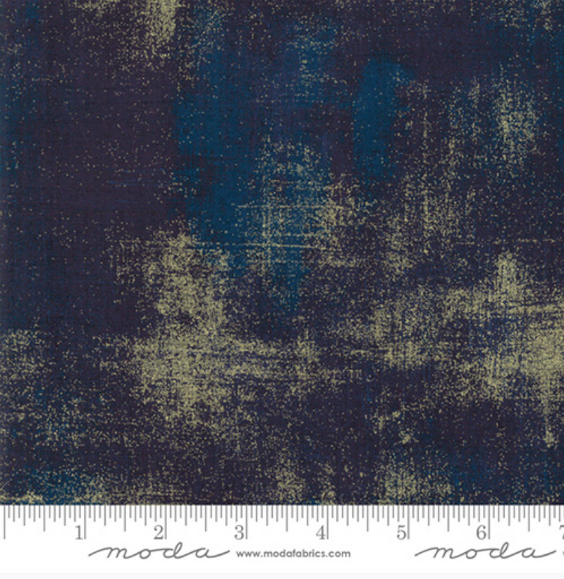 Moda Grunge Metallic Cotton Peacoat 353  (0.5m)
