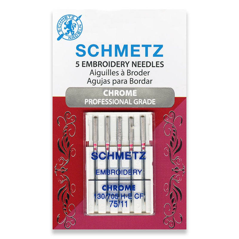 Schmetz Chrome Embroidery Needles Pack of 5