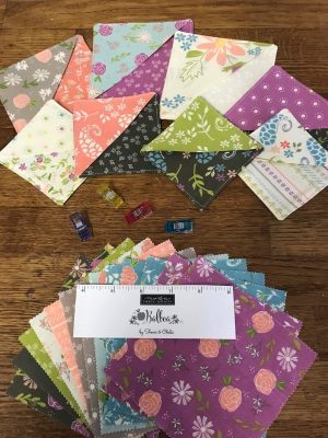 Finished fabric corner bookmarks made from Moda charm squares - a simple sewing project for all ages