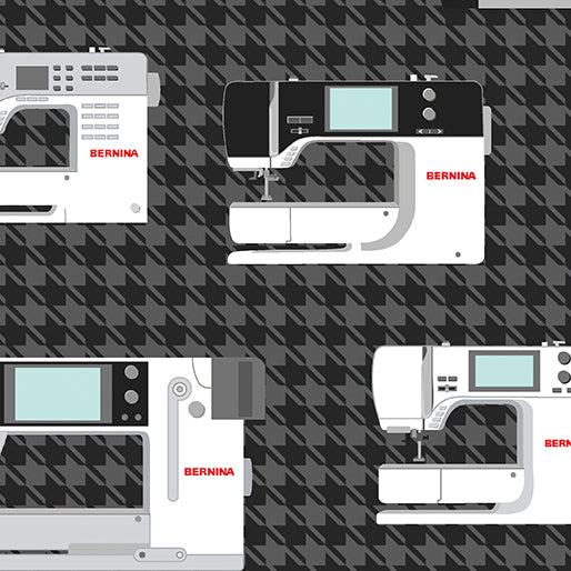 Benartex Bernina Sewing Room 11|  Machines-Charcoal