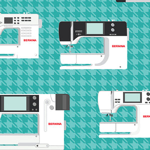 Benartex Bernina Sewing Room 11|  Machines-Teal