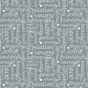 Benartex Botanica Script Gray 0.5m