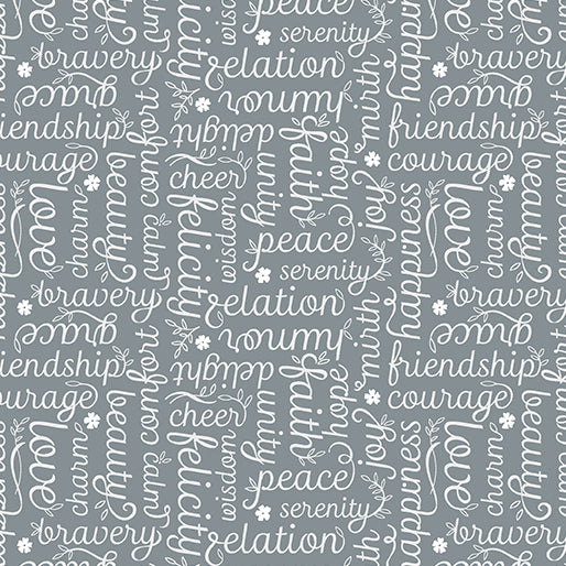 Benartex Botanica Script Gray 0.5m