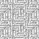 Benartex Botanica Script Black/White 0.5m