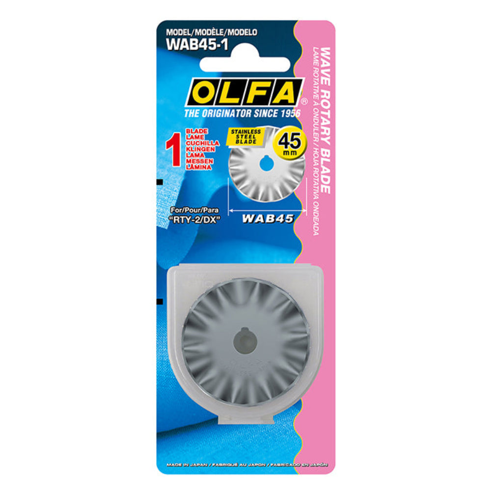 OLFA blade packaging with blue and pink design on a white background