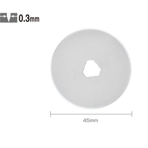 White circular object with a central hole and measurements on a white background