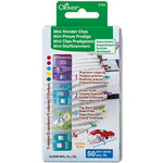 Packaging of Clover Mini Wonder Clips with colorful clips inside on a white background