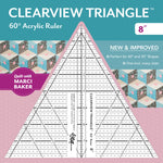 8-inch Clearview Triangle acrylic ruler with quilt design background