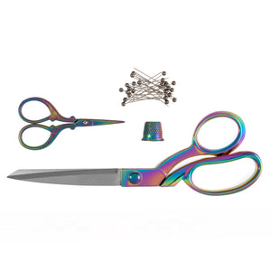 Milward Gift Set Scissors 21.5cm, Snips 9.5cm, Thimble & Pins - Rainbow