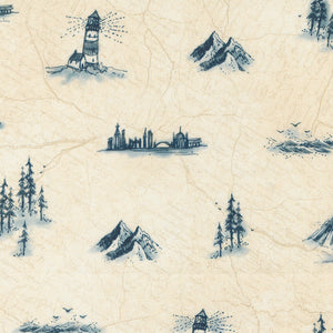 Longshore patterned cotton quilting fabric by Moda