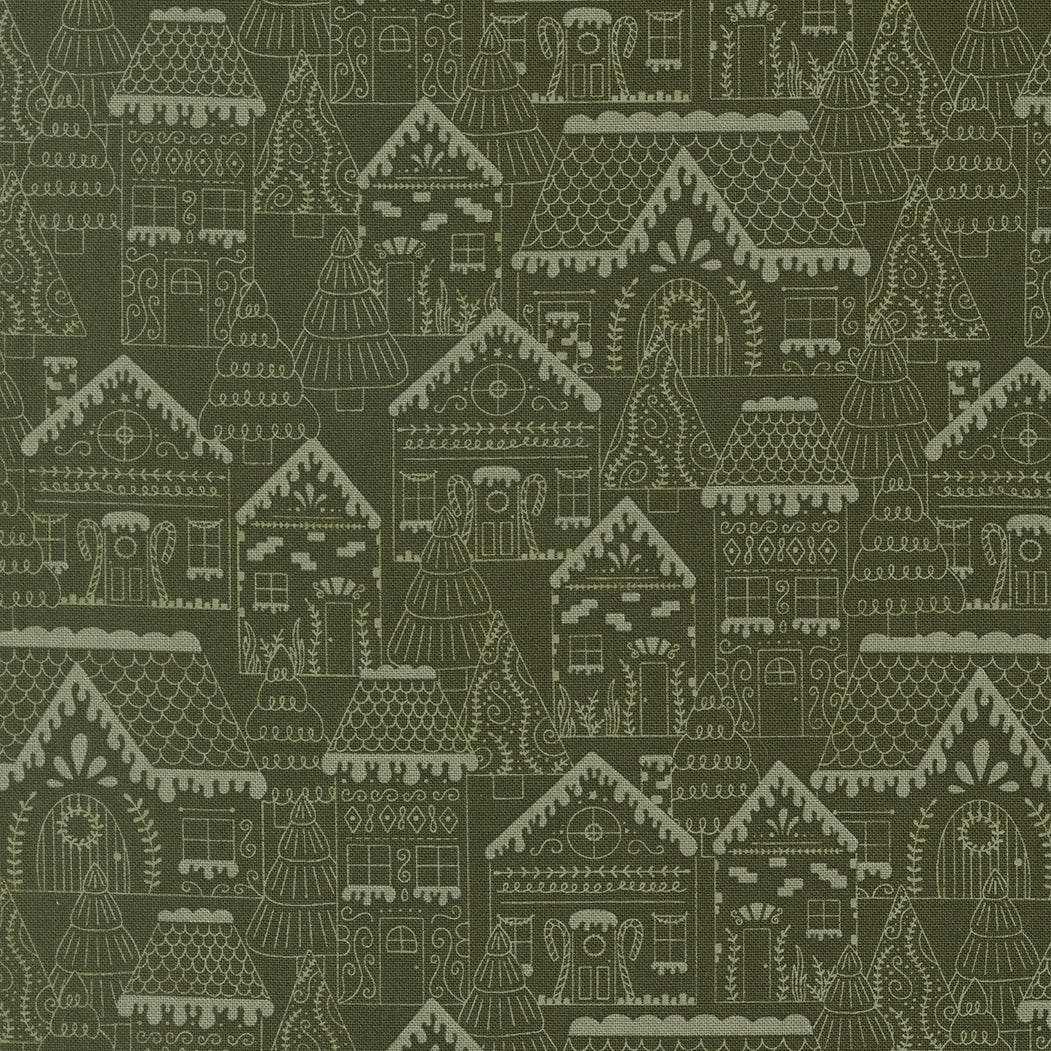 Gingerbread Lane patterned cotton quilting fabric by Moda