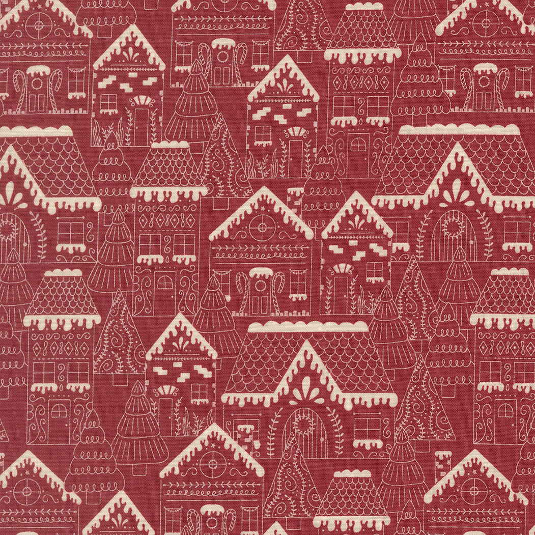 Gingerbread Lane patterned cotton quilting fabric by Moda