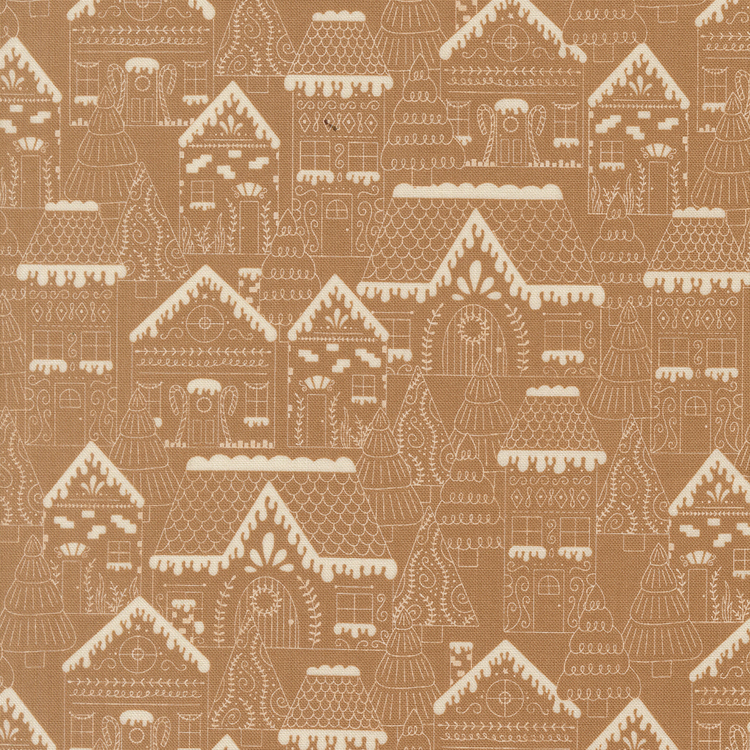 Gingerbread Lane patterned cotton quilting fabric by Moda