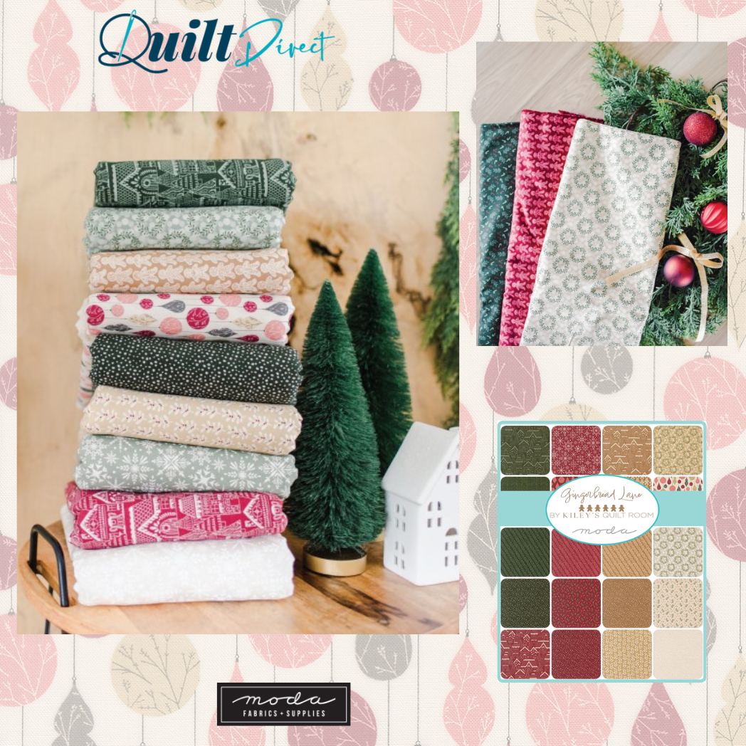 Gingerbread Lane patterned cotton quilting fabric by Moda