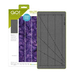 AccuQuilt GO! Small Strip Cutter 1½" fabric cutting die (55944) in retail packaging, featuring angled guide lines for 30°, 45°, and 60° cuts