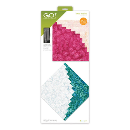 AccuQuilt GO! Curved Log Cabin 9" Block On Board Die - product packaging showing the die and finished quilt block example