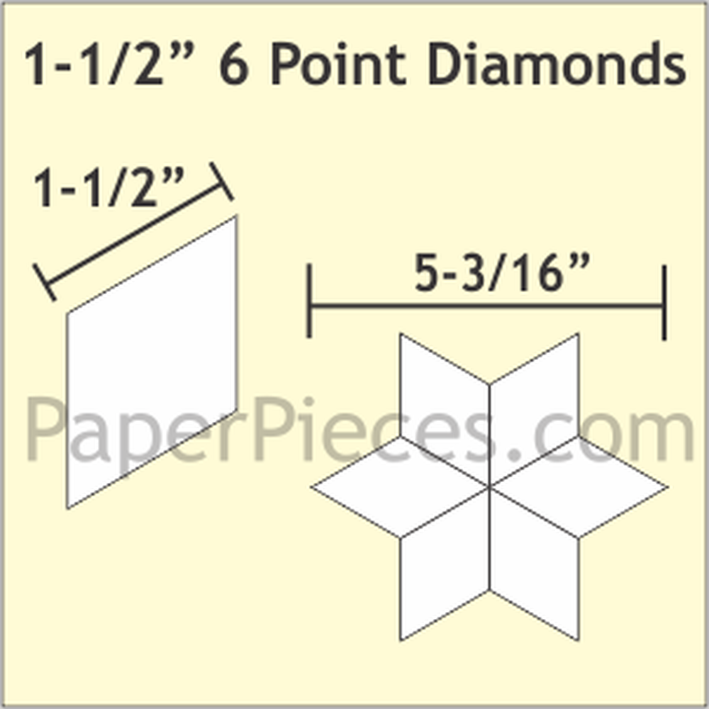 6 Pointed Star Diamond 1½" 60 degree - Paper Pieces