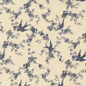 Bluebirds Nest patterned cotton quilting fabric by Moda