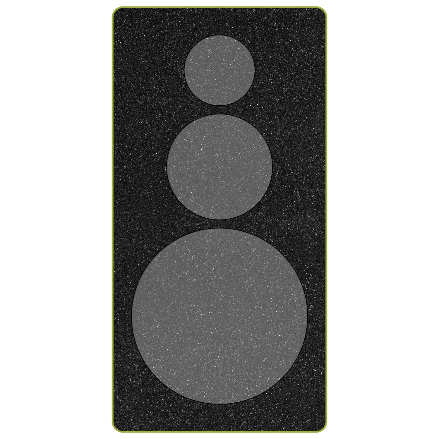 AccuQuilt GO! Circle cutting die shown flat with three graduated circle shapes cut through