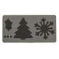 AccuQuilt GO! Holiday Medley cutting die shown flat with holly, berries, tree and snowflake shapes