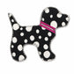 AccuQuilt GO! Gingham Dog appliqued in black polka dot fabric with a pink ribbon collar