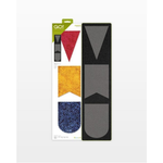 AccuQuilt GO! Pennants die packaging with red triangle, yellow banner and blue rounded flag shapes