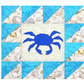 AccuQuilt GO! Sea Life Medley navy crab appliqued on cream, with a turquoise and shell pieced border