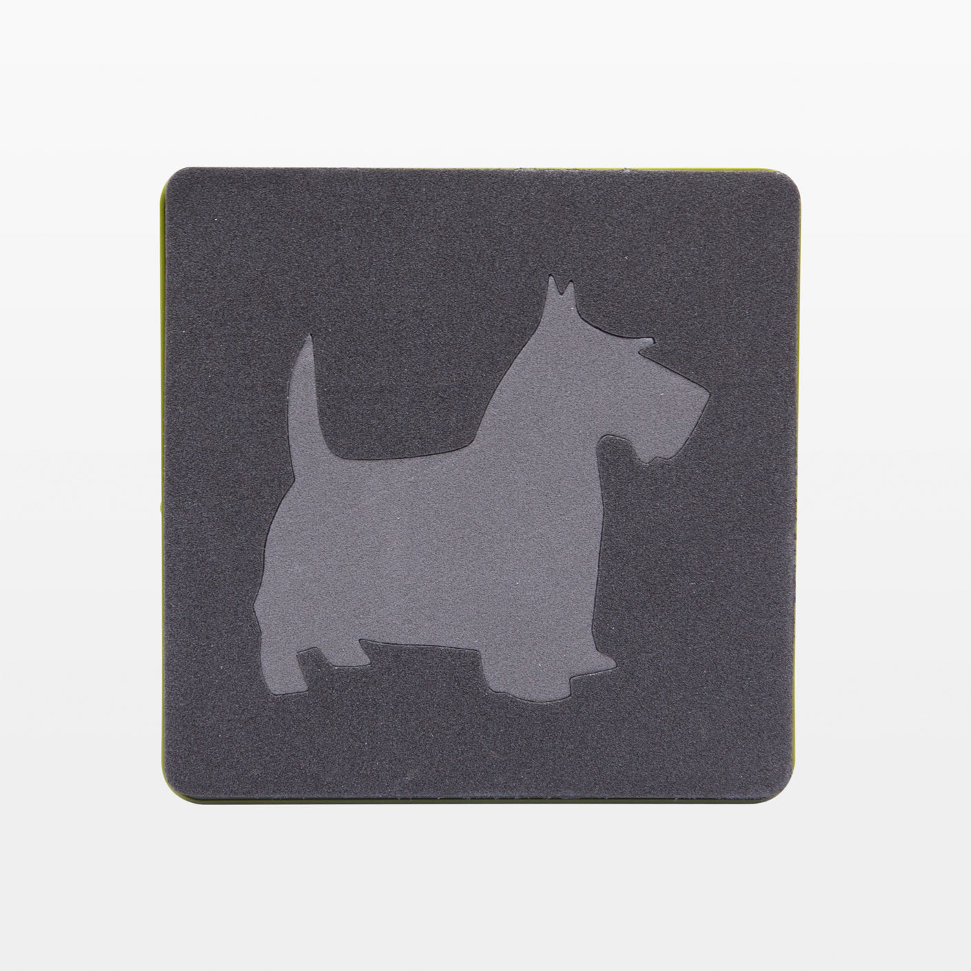 AccuQuilt GO! Scottie Dog cutting die shown flat with the single dog silhouette shape