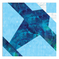 GO! Airplane quilt block in dark blue patterned fabric against a pale blue and white background