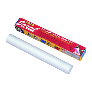 Roll of transfer paper with its packaging on a white background