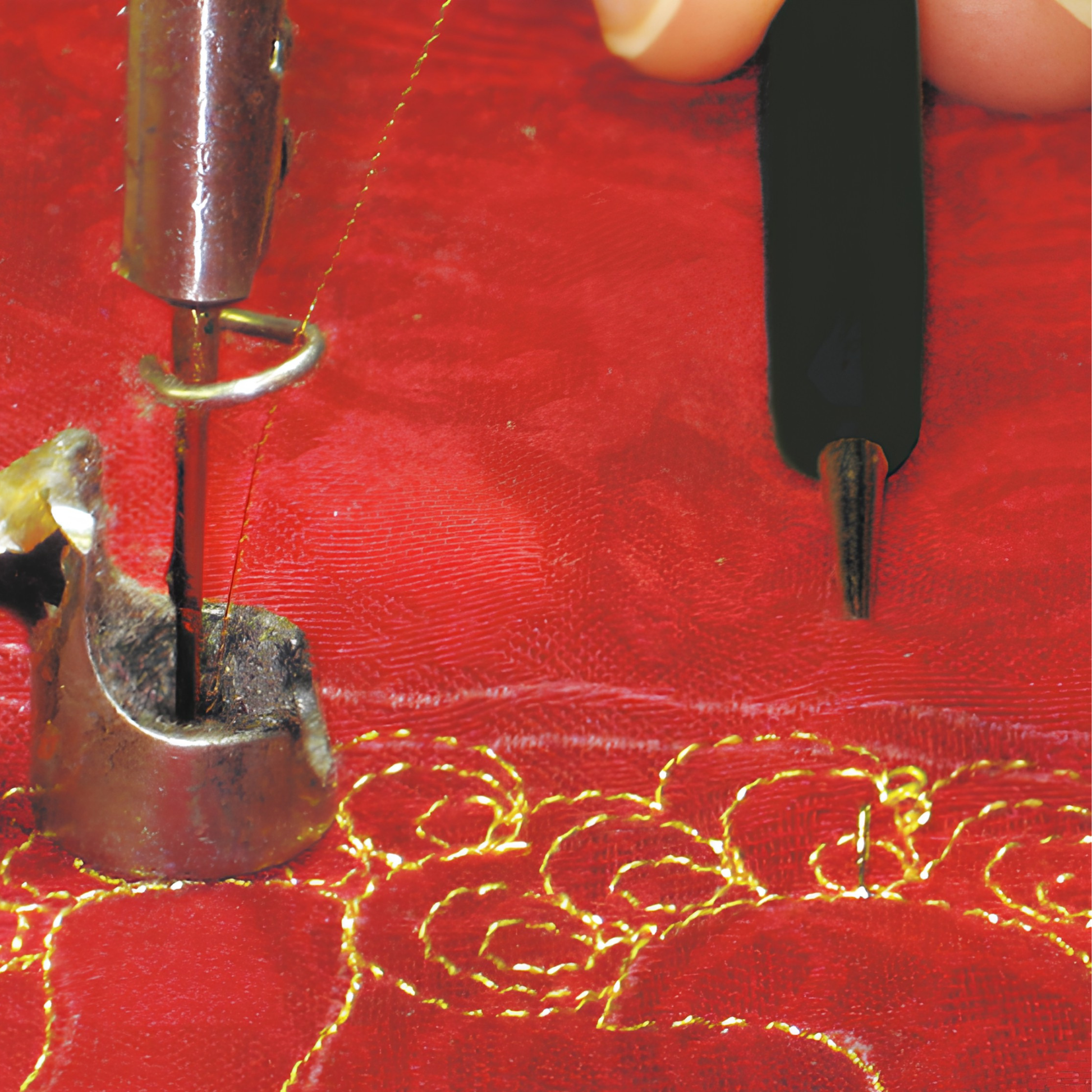 Clover Soft Touch Thread Pick in use pulling thread through quilt layers