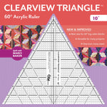 Clearview Triangle 60° Acrylic Ruler with quilt design background