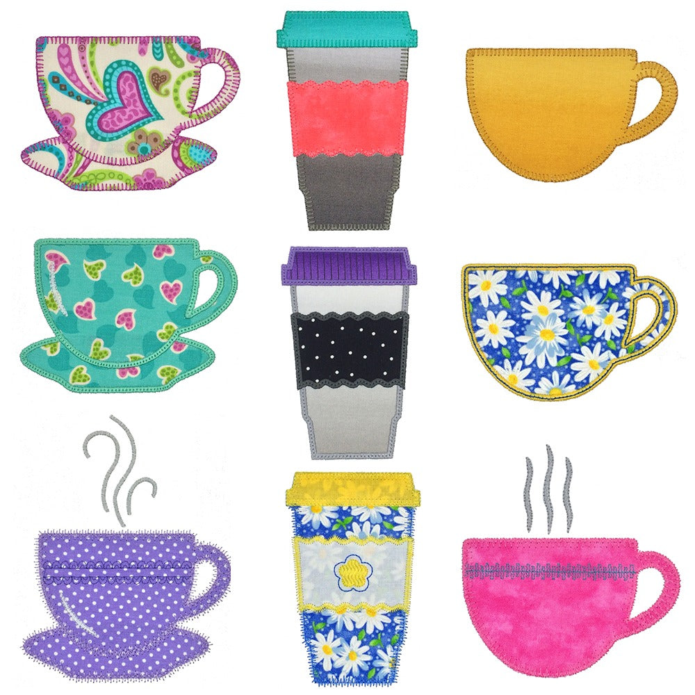 Coffee and Tea Medley set 1 -Digital Download - craft pattern by V-Stitch Designs - in use