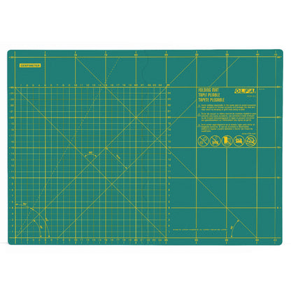 Olfa FCM-A3 Folding Rotary Cutting Mat 17" x 12" - Shown Open with Metric Grid Markings