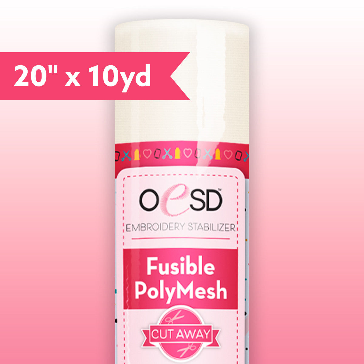 OESD Fusible Polymesh Cut-Away White Stabiliser 20 Inch - Hero Shot