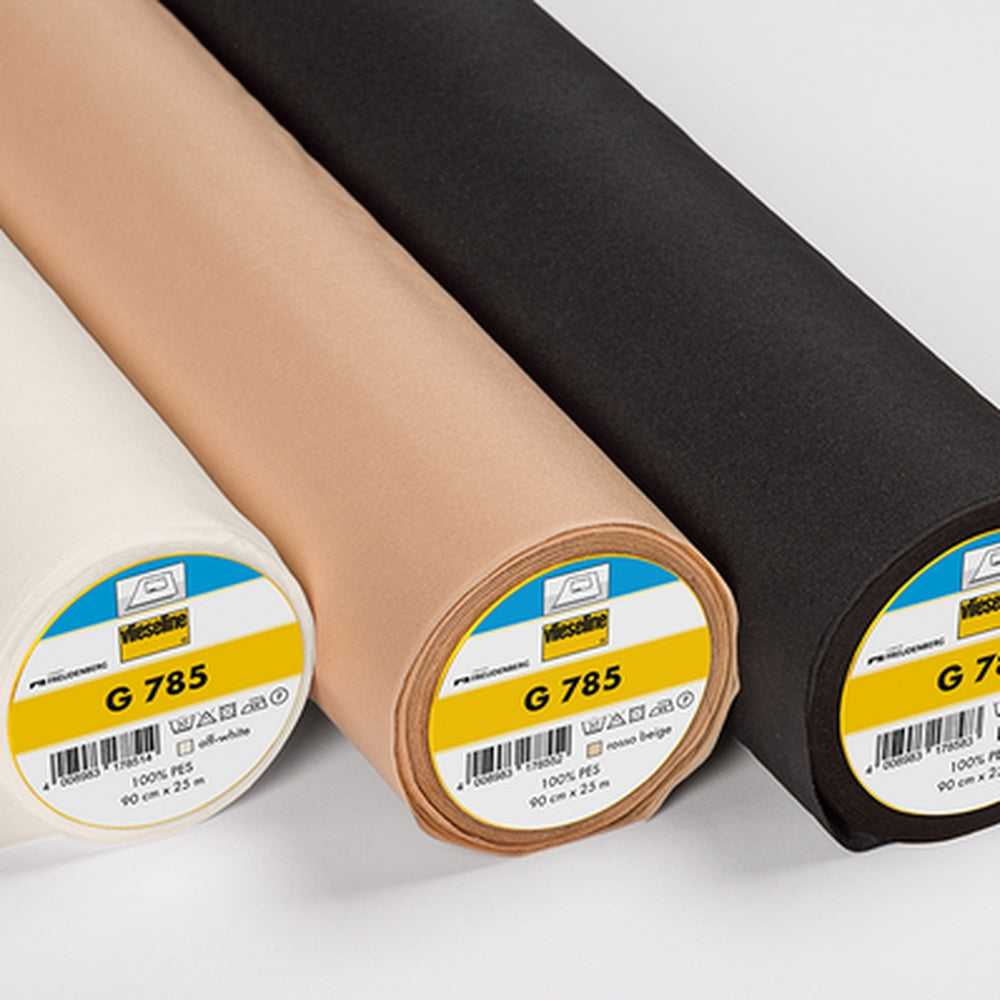 Vlieseline G785 Lightweight Woven Fusible Interlining - Beige, Black and Off White