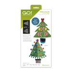 AccuQuilt GO! Tinsel #4 & #9 die packaging by Sue Spargo, showing two green appliqué Christmas trees with colourful decorations.
