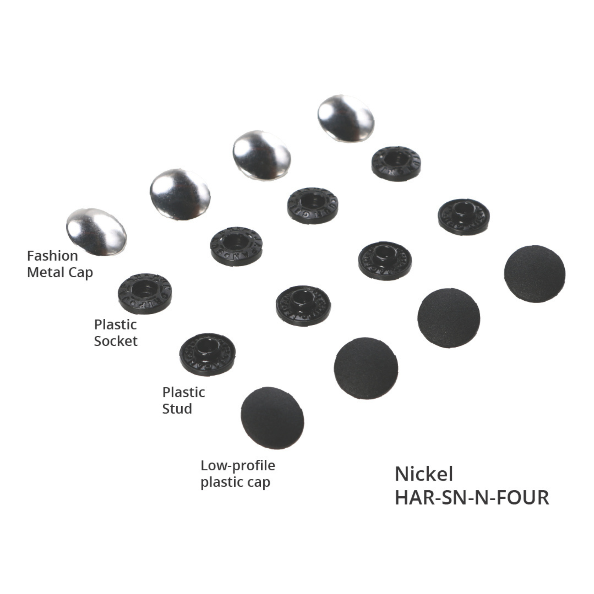 ByAnnie Tool Free Snaps - ByAnnie Tool-Free Snaps pack of 4 complete snap sets in Silver Nickel finish