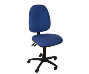 Horn Hobby Chair in Adriatic Blue upholstery with castors and padded back