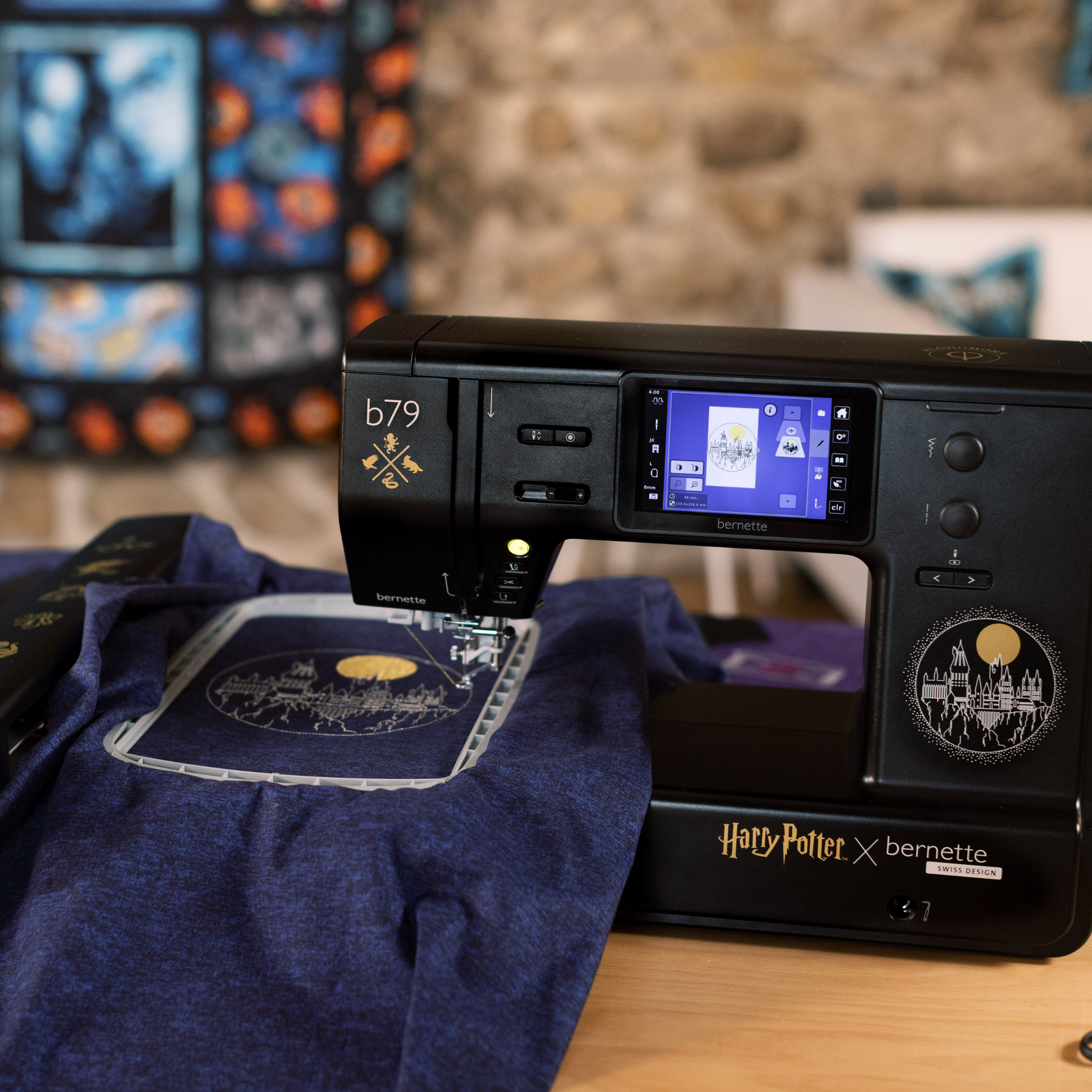 Bernette b79 Special Edition Harry Potter Sewing & Embroidery Machine - machine embroidery design collection - in use