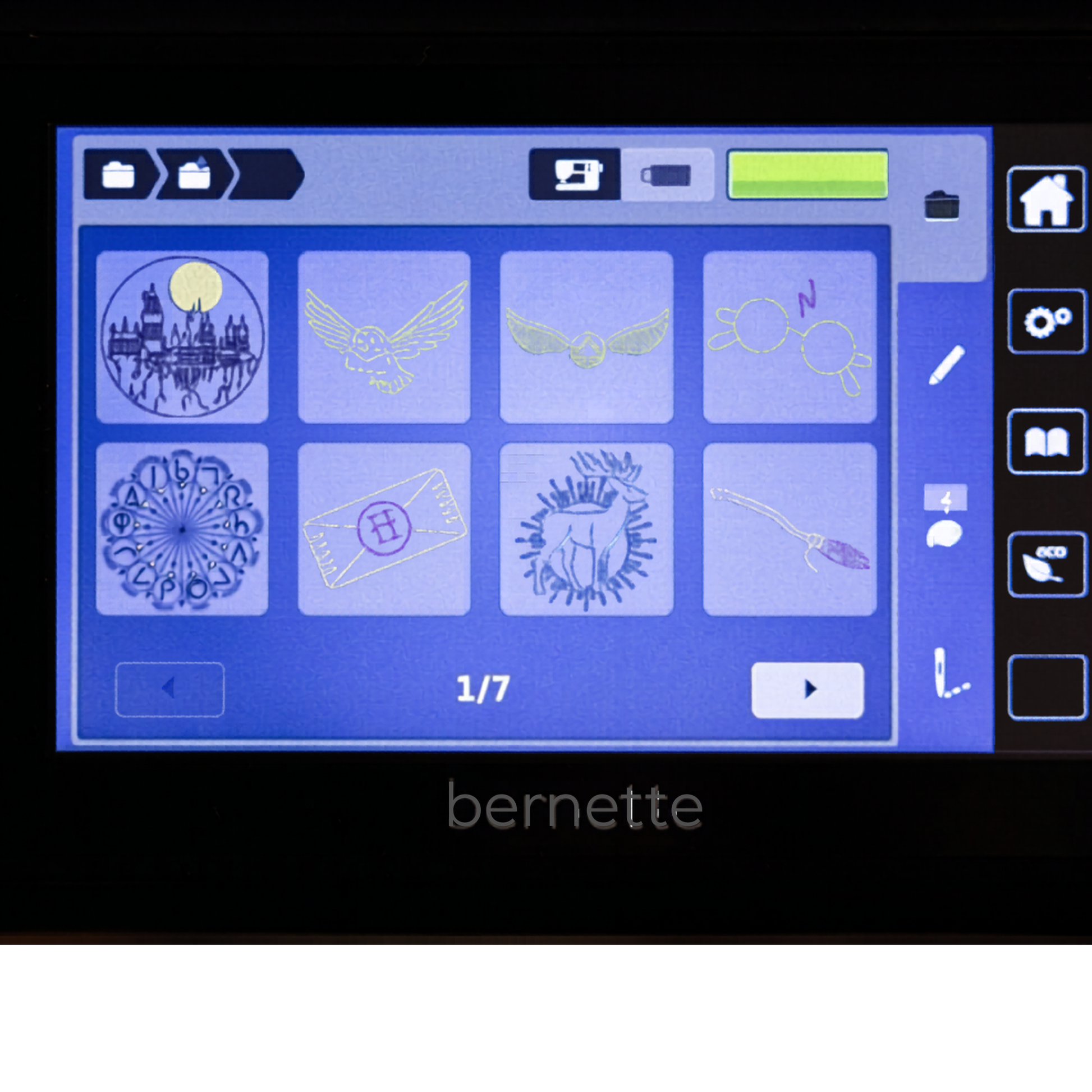 Bernette b79 Special Edition Harry Potter Sewing & Embroidery Machine - machine embroidery design collection - in use