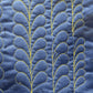 Feathers sample on blue fabric