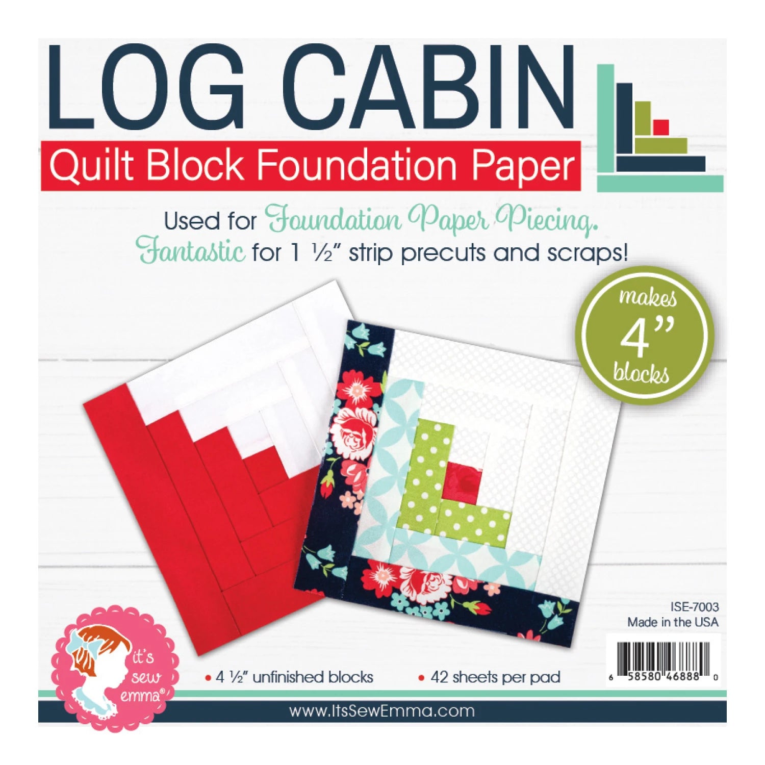 It's Sew Emma Log Cabin Foundation Paper - detail view