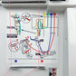 Bernina L460 overlocker close-up of looper threading area and colour-coded guides