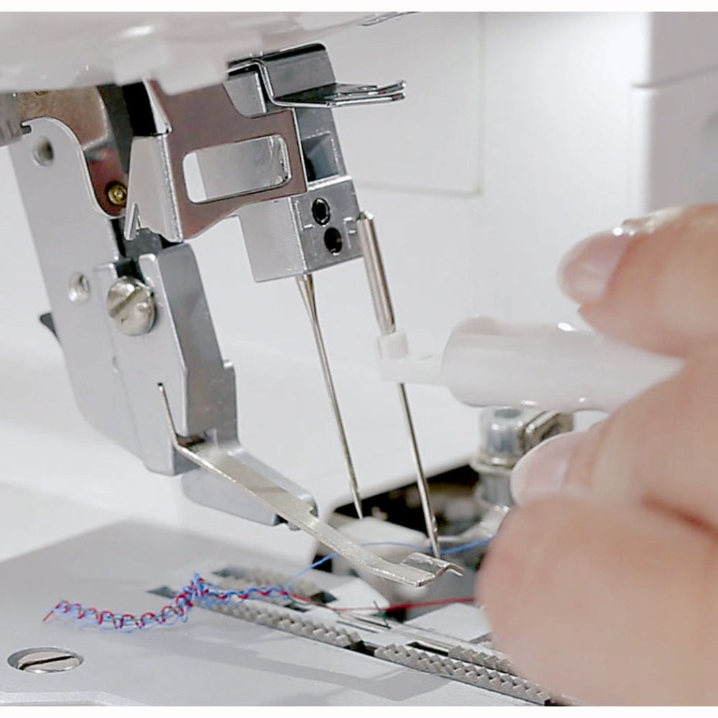 Bernina L460 overlocker left side view with needle area