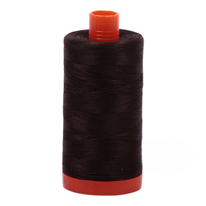Aurifil embroidery thread spool in Very Dark Bark (1130) - 50wt 1300m