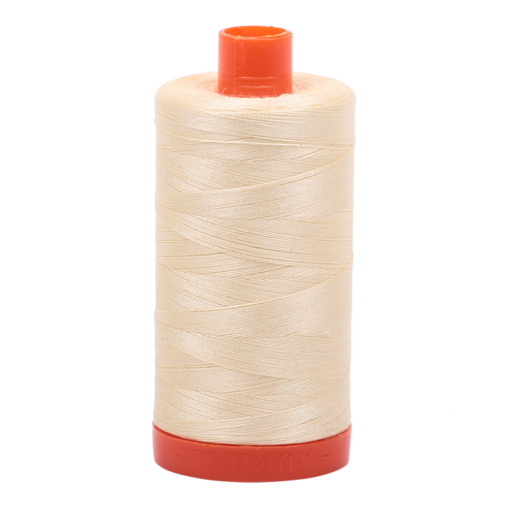 Aurifil embroidery thread spool in Lt Lemon (2110) - 50wt 1300m