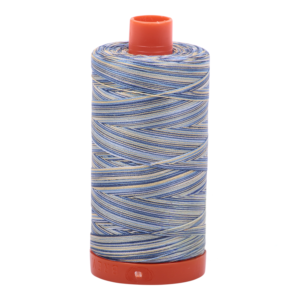 Aurifil embroidery thread spool in Varigated Lemon Blueberry (4649) - 50wt 1300m