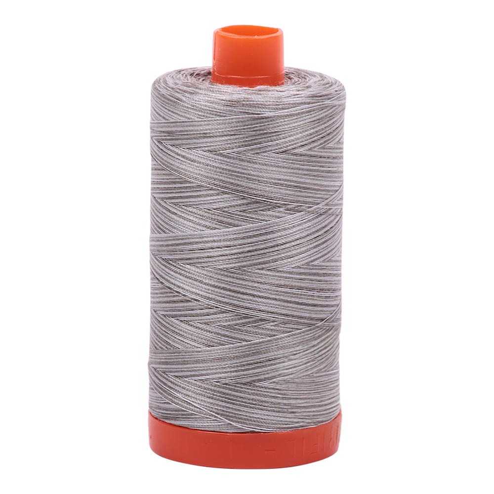 Aurifil 50wt thread, 1300m spool, Variegated Silver Fox shade 4670